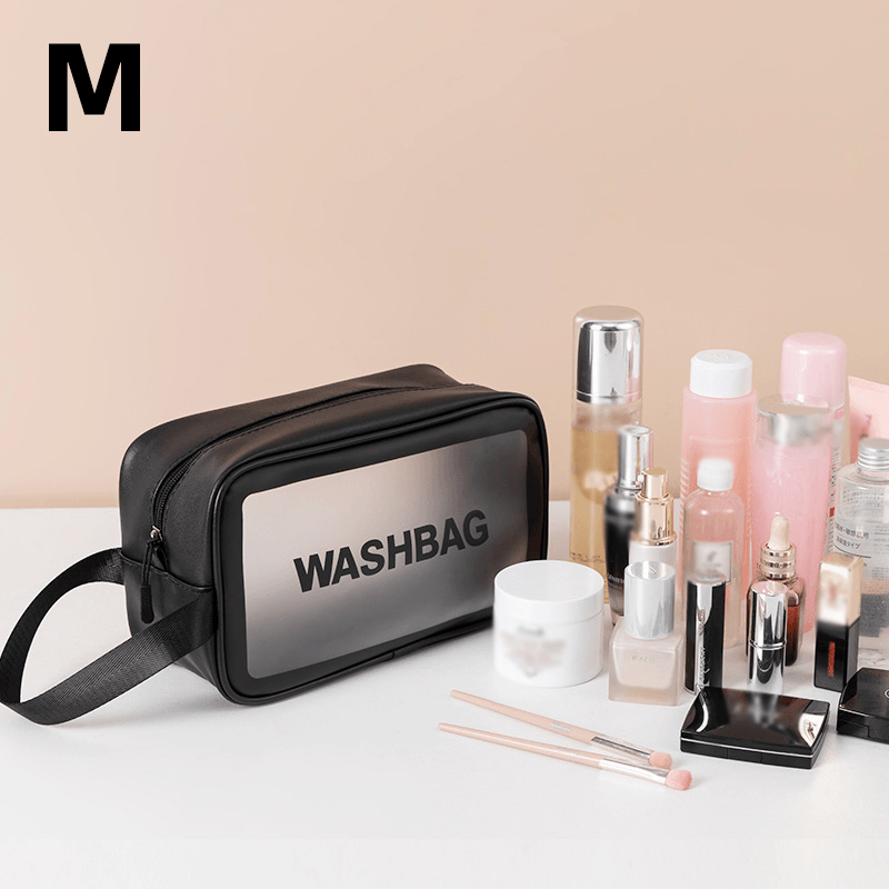 PU+PVC Make up Bag Vanity Case Cosmetic Nail Art Toiletry Bags Transparent Wash Bag Handbag Outdoor Travel - MRSLM