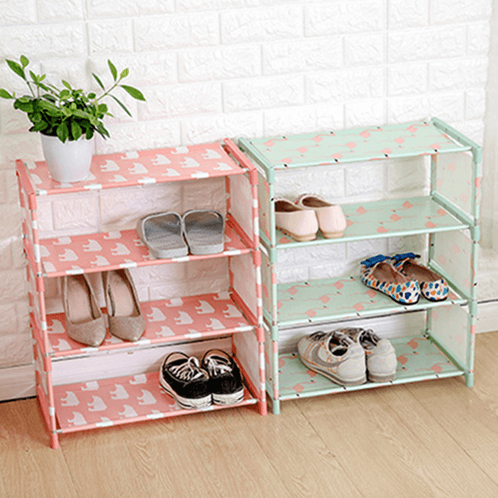 4 Layer Home Shoe Stand Wall Bench Rack Shelf Storage Baskets Closet Organizer Cabinet - MRSLM