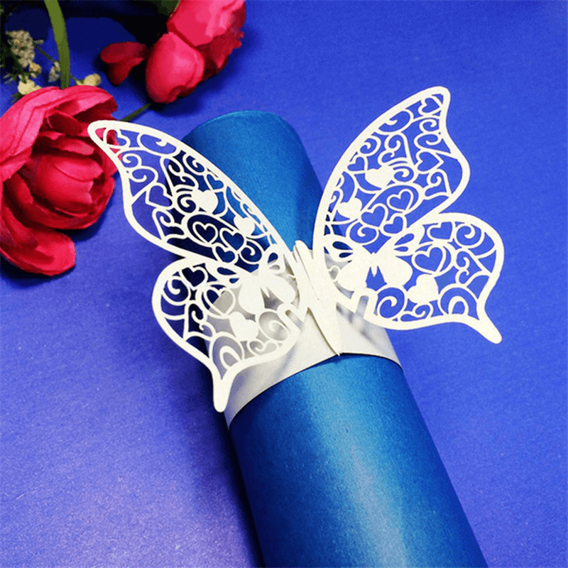 Laser Cut Butterfly Shape Napkin Rings for Dinners Lunch Tables Home Wedding Anniversray Party Decor - MRSLM