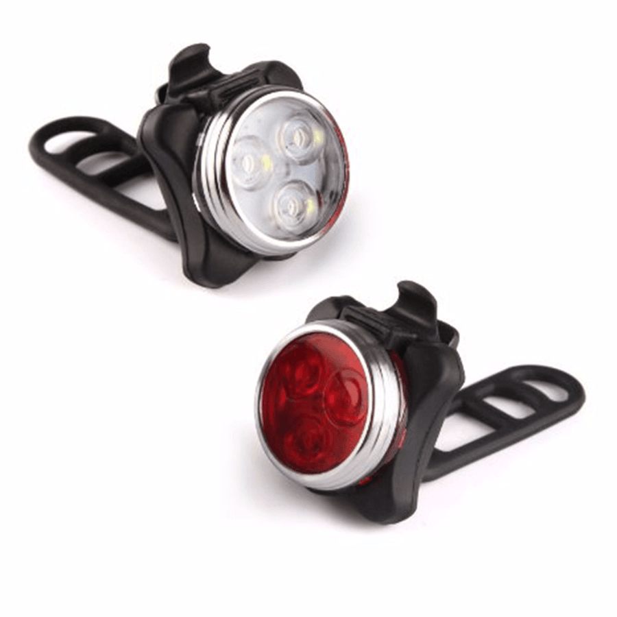 Bike Light Set 4 Modes USB Rechargeable Bicycle Headlight Safety Warning Taillight Outdoor Cycling for ADO - MRSLM