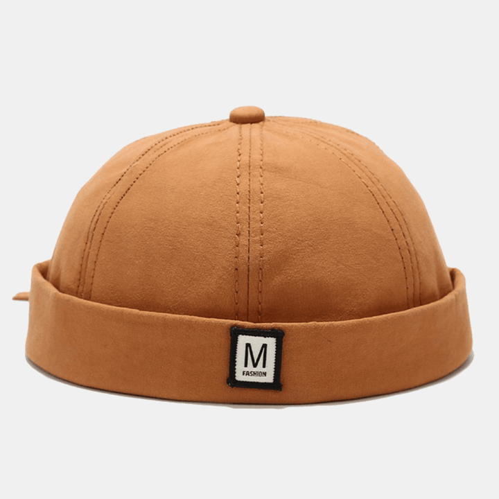 Unisex Splicing M Letter Street Hip-Hop Landlord Hat Fashion Adjustable Sunshade Brimless Beanie Skull Cap - MRSLM