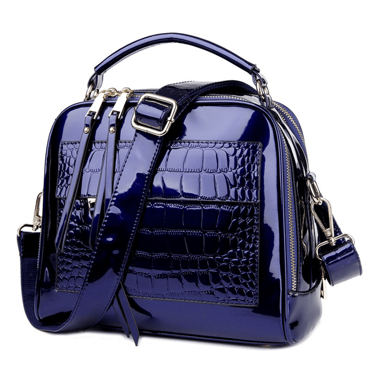 Women Patent Leather Seashell Bag Portable Diagonal Bag - MRSLM