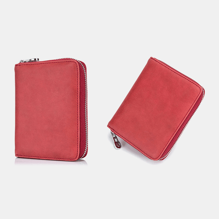 Women Genuine Leather RFID Anti-Theft Organ Design Milti-Card Slot Card Bag Card Holder Wallet - MRSLM