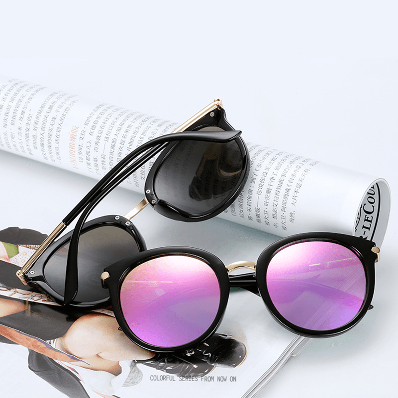 Woman Metal Frame Anti-Uv Outdoor Glasses High Definition Sunglasses - MRSLM