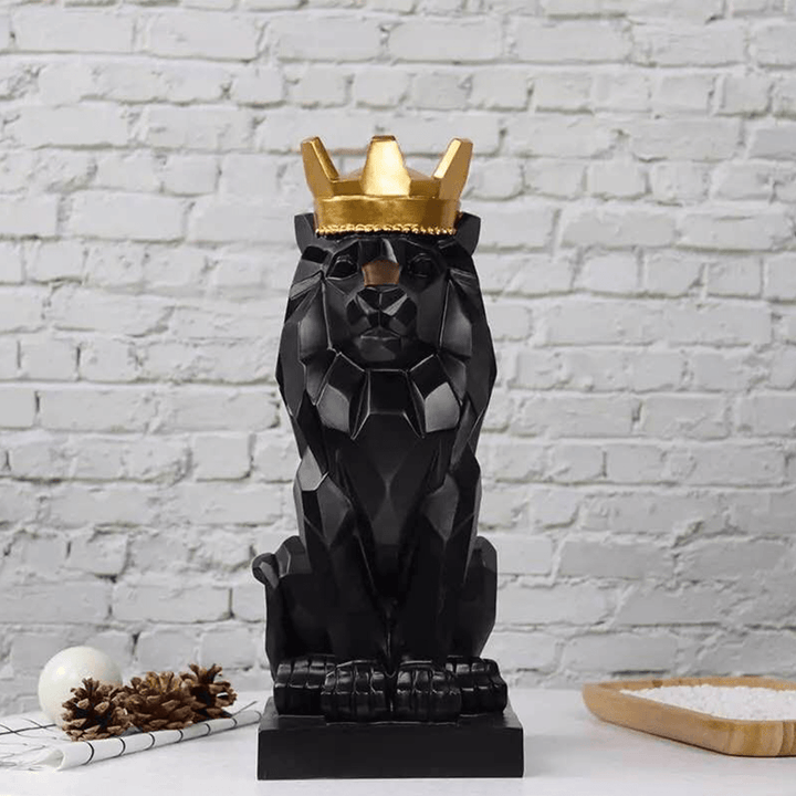 Nordic Handsome Crown Lion Resin Statue Handicraft Home Decor Sculptures Gift - MRSLM