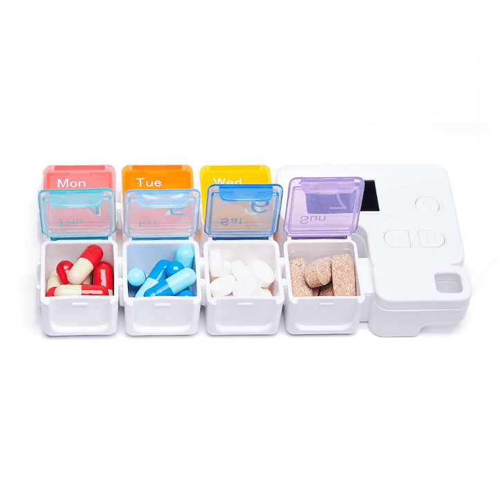 IPREE Smart Pill Storage Box Electronic Timing Reminder Pill Alarm Timing Pill Organizer Tablet Container Case - MRSLM