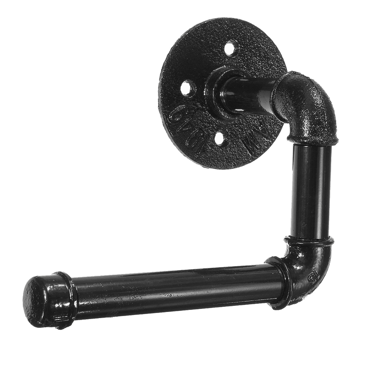 Industrial Rustic Style Iron Pipe Wall Mount Toilet Tissue Paper Roll Holder Towel Bar - MRSLM