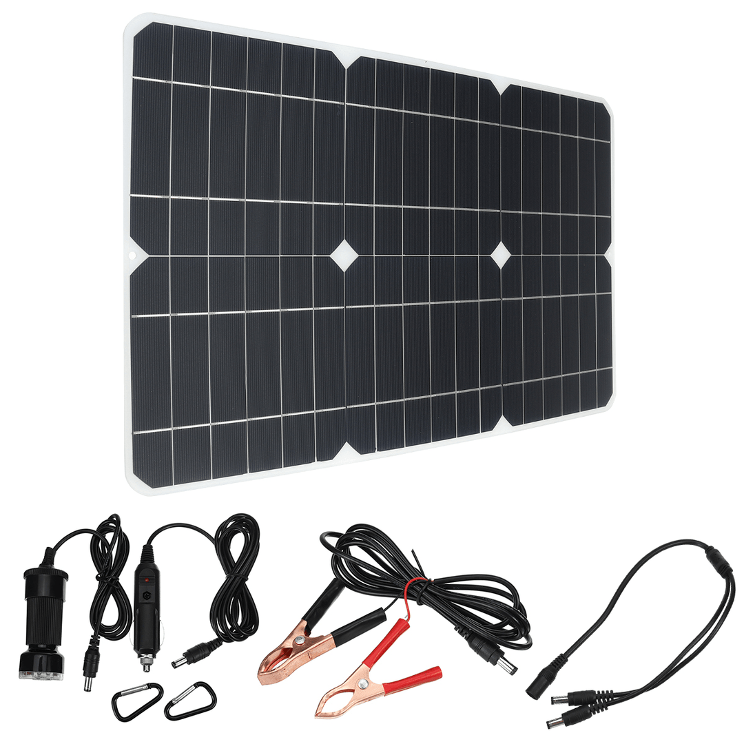 100W 18V Solar Panel Monocrystalline Silicon Battery Charger Kit for Cycling Climbing Hiking Camping - MRSLM