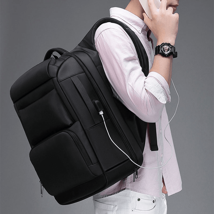 Men Multi-Layer Space Large Capacity 17 Inch Labtop Business Work Bag with USB Charging Anti-Theft Backpack - MRSLM