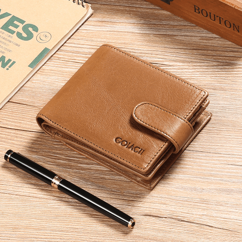 Men Bifold RFID Blocking Wallet Horizontal Large Capacity Multi-Card Slot Card Holder Coin Purse Driver'S License Wallet - MRSLM