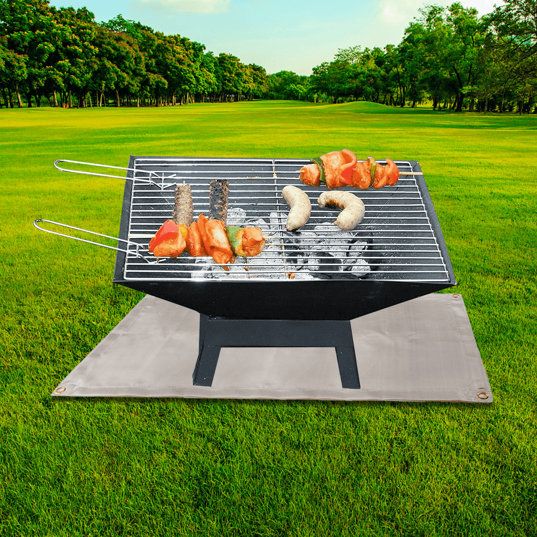 Camping Fireproof Grill Mat Cloth Flame Retardant Ember Mat Blanket Heat Insulation Pad for Outdoors Barbecue - MRSLM