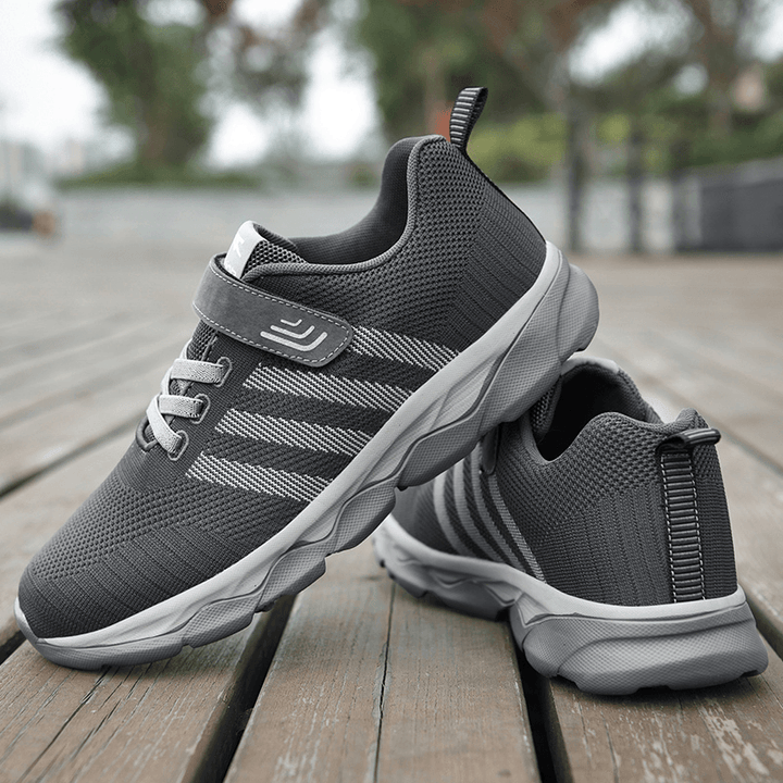 Men Kintted Fabric Striped Detail Casaul Comfy Non Slip Running Sneakers - MRSLM