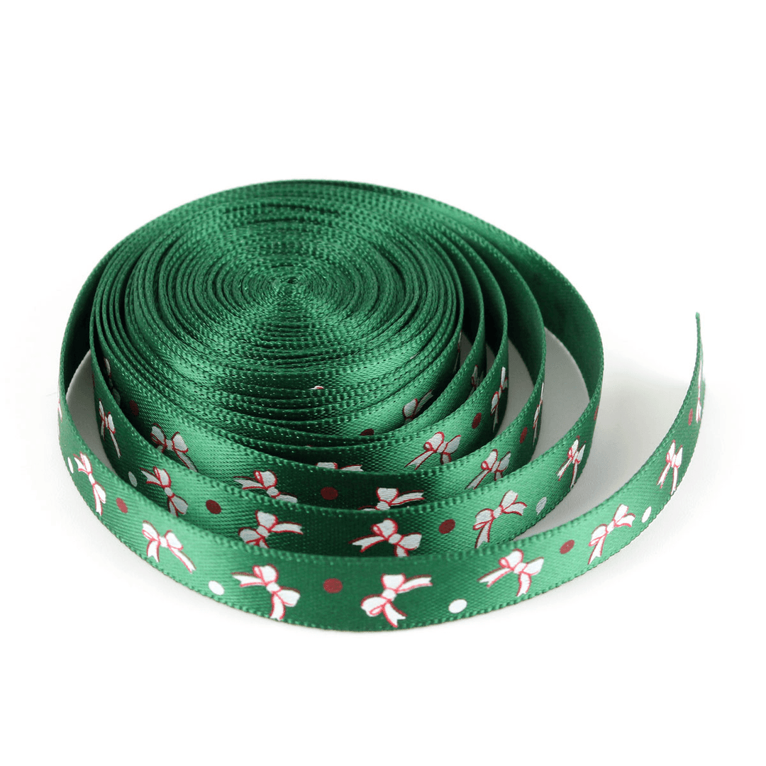 5 Yard 10Mm Printed Merry Christmas Tree Grosgrain Ribbon DIY Craft - MRSLM