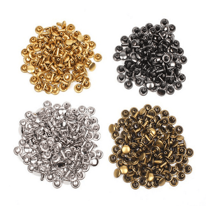 480 Pcs/Lot DIY Leather Craft Snap Fasteners Buttons Copper Antique Brass Double Cap Sewing Rivet Punk Bag - MRSLM