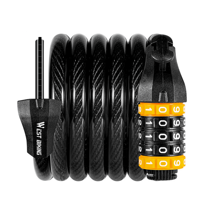 WEST BIKING Bicycle Combination Lock Steel Wire Anti-Theft Mountain Bike Road Bike Accessory Lock Electric Bike Cable Lock - MRSLM