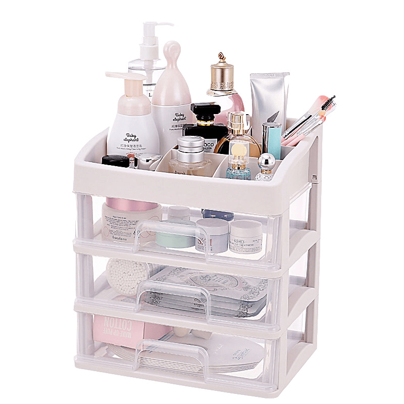 Plastic Storage Drawer Dustproof Cosmetic Storage Box Makeup Desktop Organizer Dressing Table Shelf - MRSLM