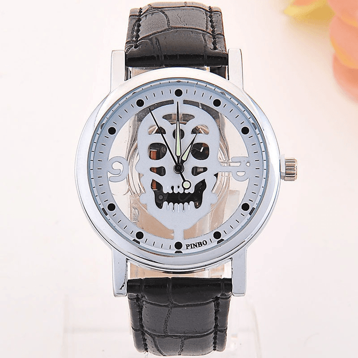 Hollow-Out Skull Real Belt Quartz Watch Fashion Double-Sided Vintage Men Women Watch - MRSLM