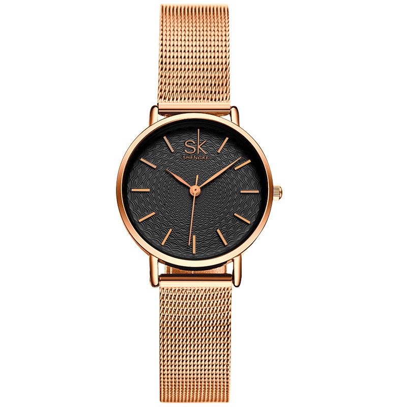 SHENGKE Casual Style Ultra Thin Ladies Wrist Watch Mesh Steel Band Quartz Watch - MRSLM