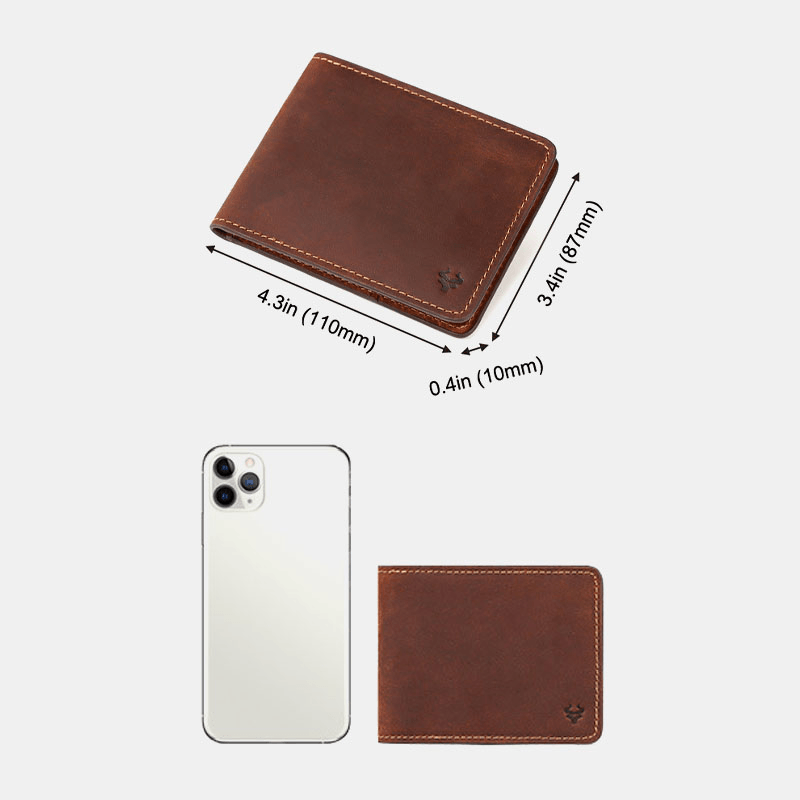 Men Genuine Leather RFID Anti-Theft Foldable Retro Business Ultra-Thin Card Holder Wallet - MRSLM