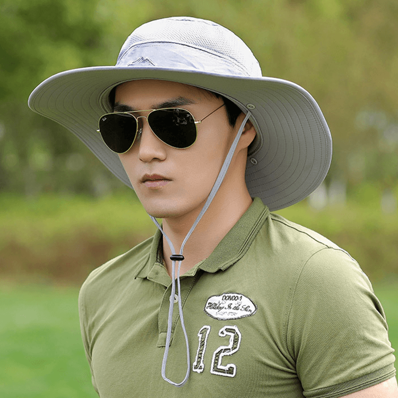 Wide Brim Fishing Cap Removable Mesh Neck Face Flap Hat - MRSLM