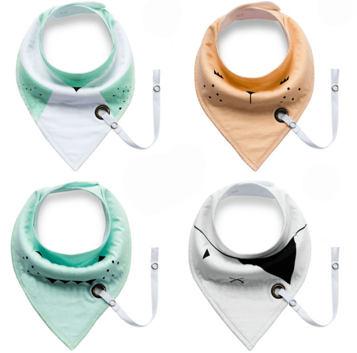 Baby Cotton Triangle Towel with Hole Pacifier Chain Double Baby Saliva Towel Cotton Ins Foreign Trade Bib - MRSLM