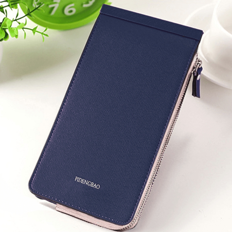 Women Microfiber Leather Multi Card Slots Wallet Card Holder Phone Bag - MRSLM