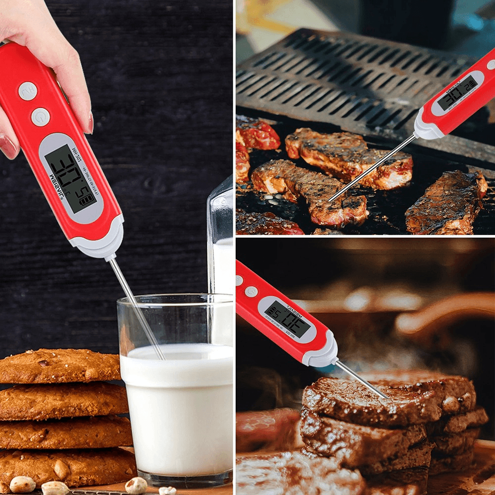 -50℃~300℃ LED Display Waterproof Probe Thermometer Speed Reading Thermometer Water Food Thermometer for Home Kitchen Cooking Baking Grilling - MRSLM