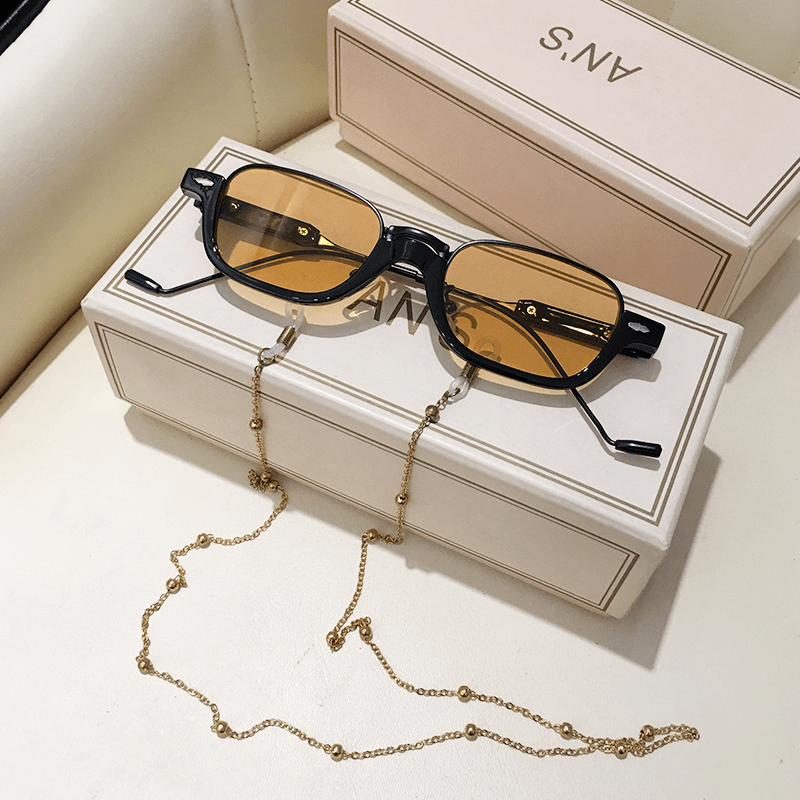 Half-Frame Personality Sunglasses Trend Photo Concave Shape with Chain - MRSLM