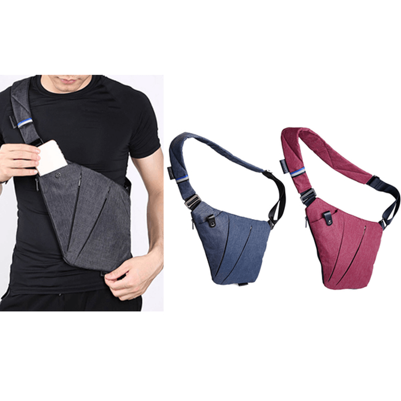 Men Women Right Left Handed Multi-Function Sport Outdoor Light Waist Bag Chest Bag Crossbody Bag - MRSLM