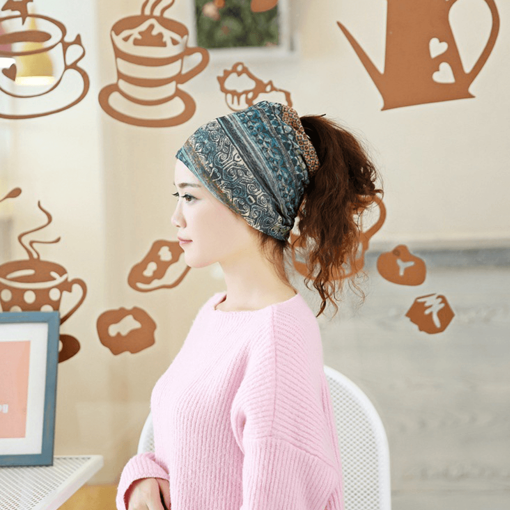 Women Multi-Purpose Printing Turban Cap Casual Summer Outdoor Neck Gaiter Good Elastic Soft Beanie Hat - MRSLM