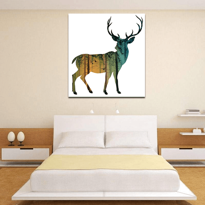 Miico Hand Painted Oil Paintings Simple Style-D Side Face Deer Wall Art for Home Decoration Paintings - MRSLM