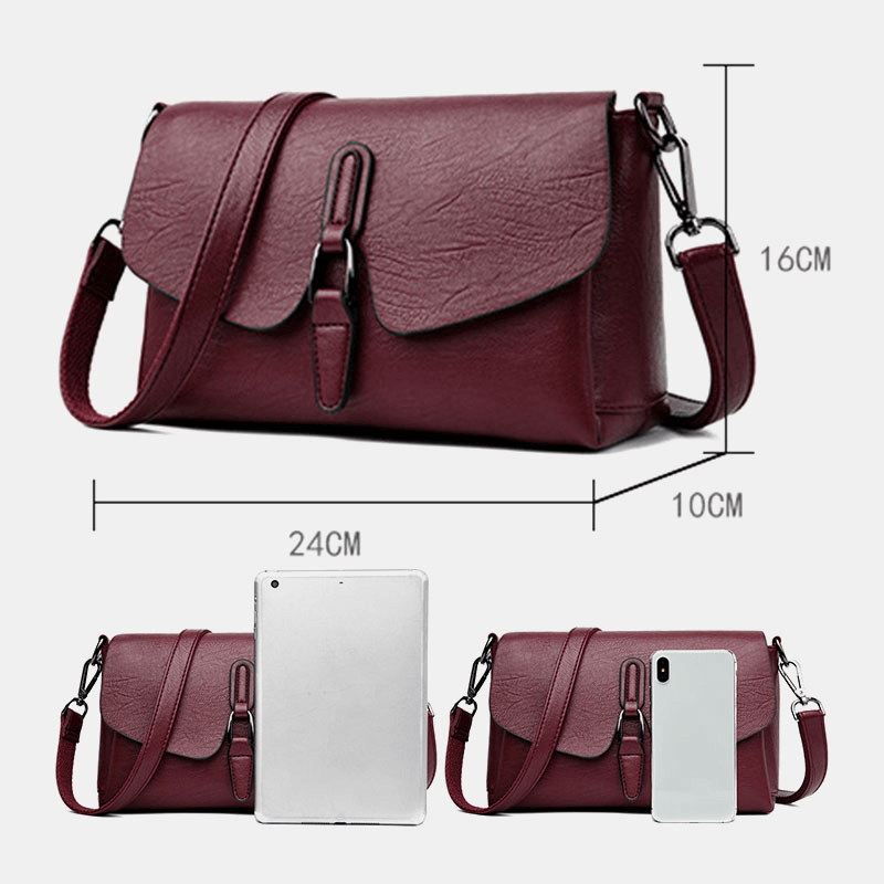 Women Retro Faux Leather Waterproof Magnetic Snap Shoulder Bag 6.5 Inch Phone Bag Crossbody Bag - MRSLM