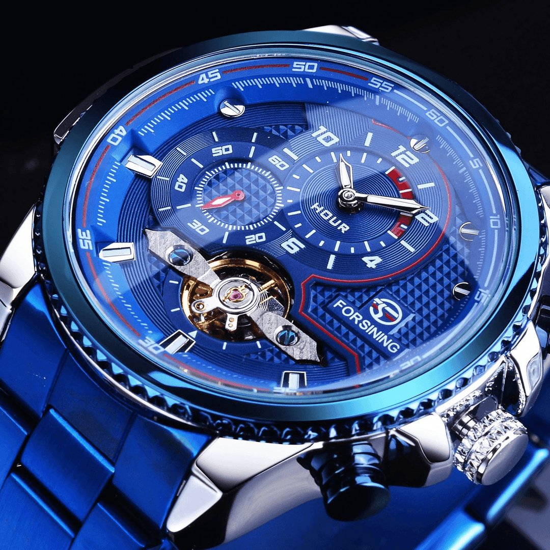 FORSINING FM428 Fashion Business Luminous Display Stainless Steel Strap 3ATM Waterproof Men Automatic Mechanical Watch Wristwatch - MRSLM