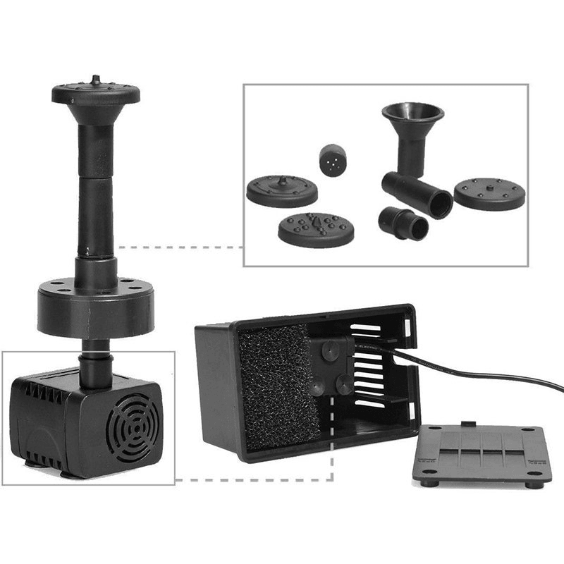 7V/1.5W Solar Panel Powered Water Pond Pump 6V/1.1W Home Garden Submersible Floating Fountains Pump - MRSLM