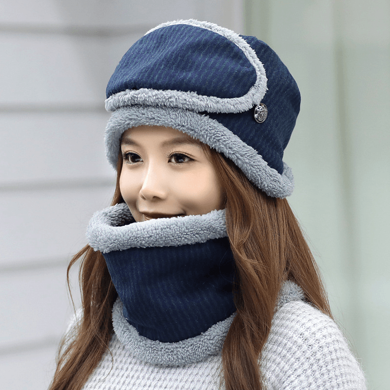 Women Thick Fleece Liner Multipurpose Knitted Hat Scarf - MRSLM