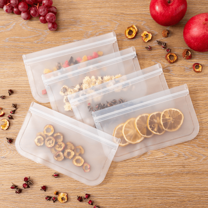 10Pcs Multifunction Home Reusable Silicone Food Storage Bags Food Grade Preservation Freezer Bags Ziplock Leakproof Fruits Vegetable Bag Kitchen Organizer Vacuum Sealing Bag - MRSLM