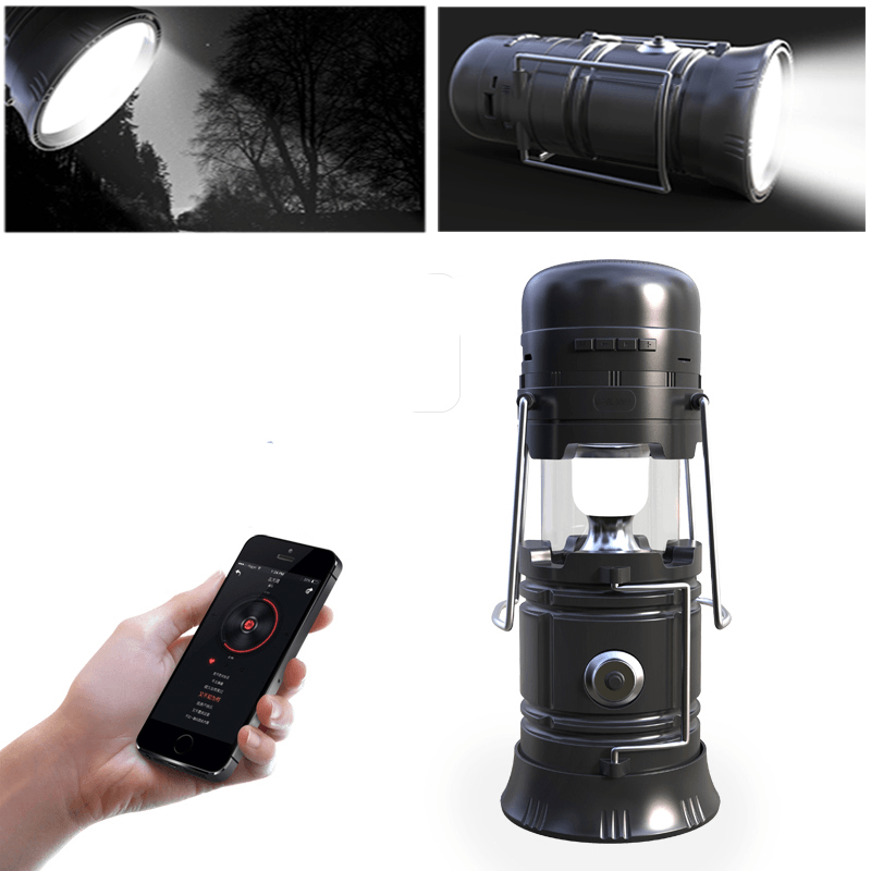 5 in 1 Retractable LED Solar Lantern Portable Emergency Light Bluetooth Music Speaker - MRSLM