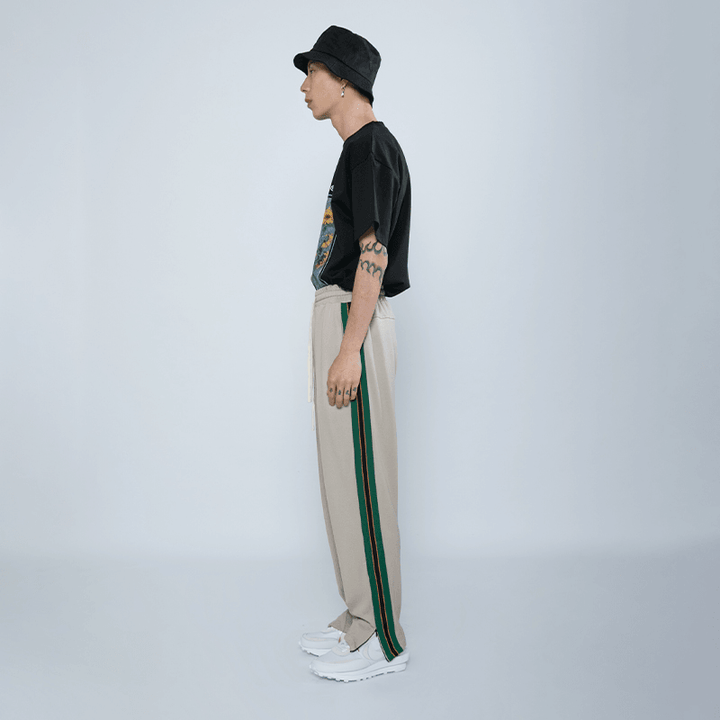 BENMYSHOWER National Tide Casual Trousers Male Hip-Hop Tide Brand Sports Pants Loose Straight Couple Striped Pants - MRSLM