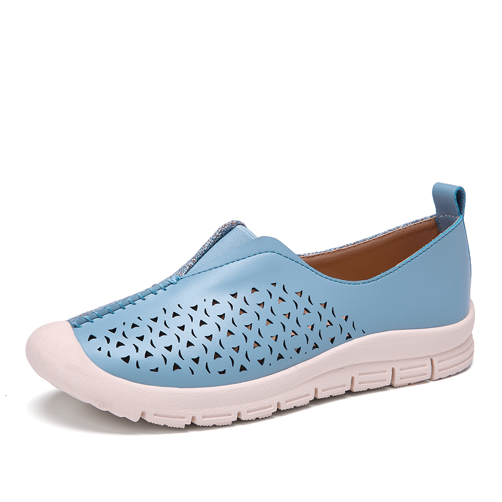 LOSTISY Women Colorblock Comfy Hollow Breathable Casual Flats - MRSLM