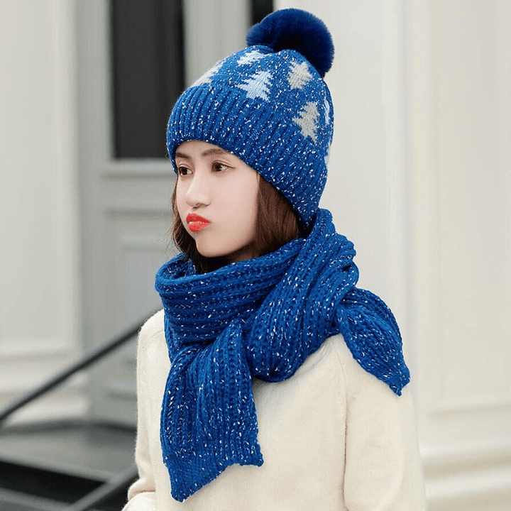 Thickening Christmas Wool Hat Wool Knit Hat Scarf Set - MRSLM