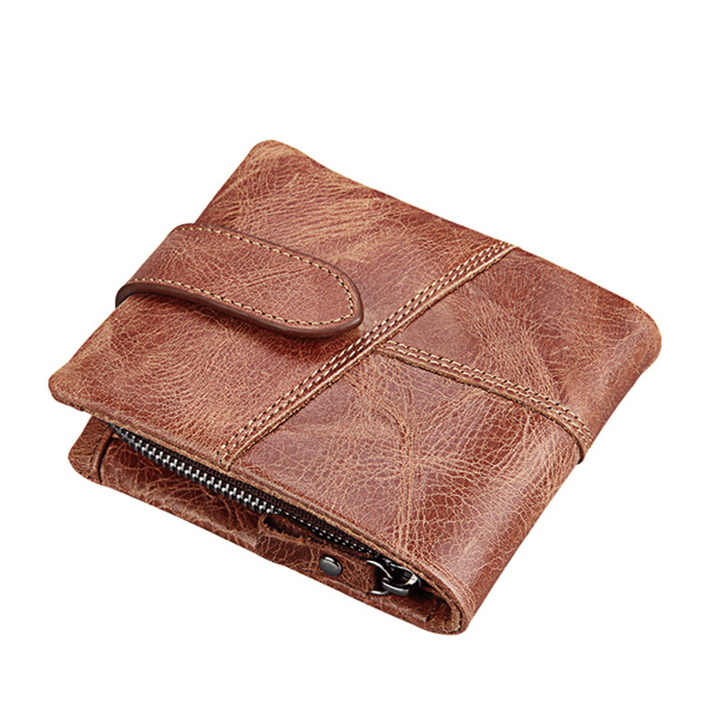 Men'S RFID Blocking Secure Wallet Leather Short Trifold Wallet with Detachable Coin Bag - MRSLM