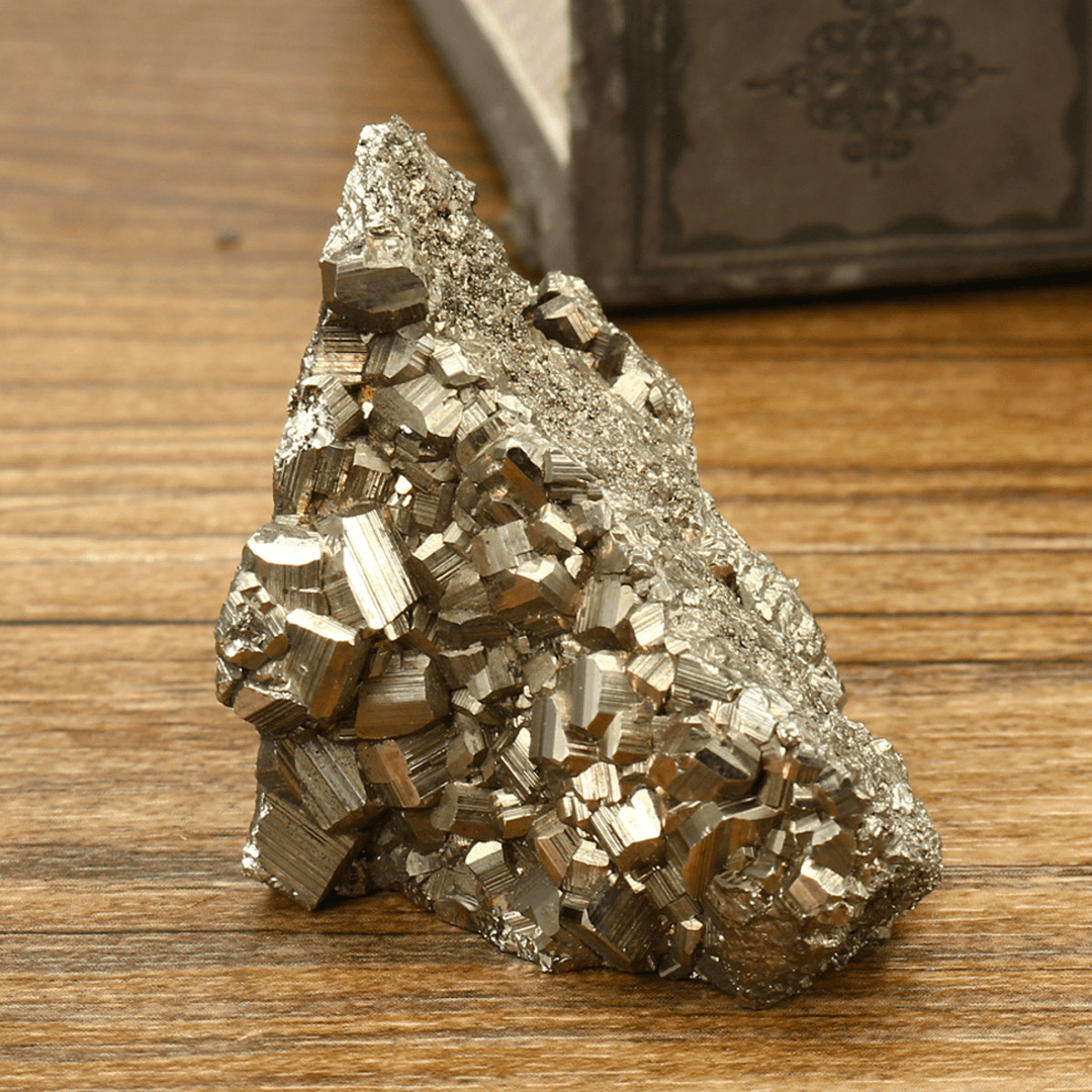 Natural Pyrite Chalcopyrite Mineral Crystals Gold Gemstone Decor Ornament 50-80G - MRSLM