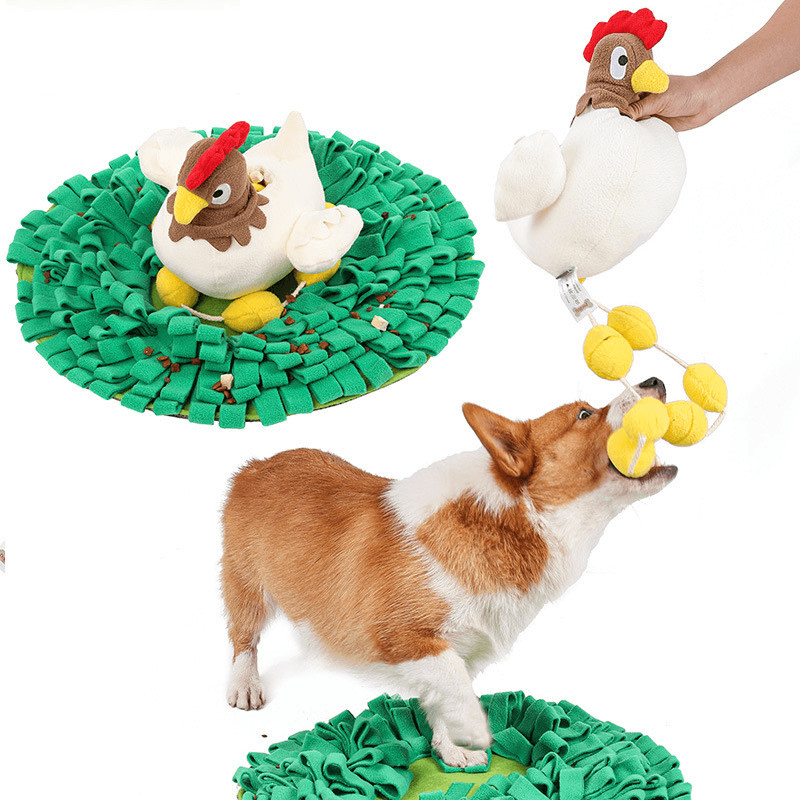 Doglemi Designer Chicken Hatching Eggs Snuffling Mat with Toys Pet Nosework Blanket Set - MRSLM