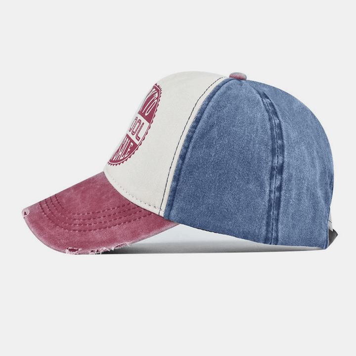 Men Made-Old Cotton Washed Contrast Color Casual Baseball Hat - MRSLM