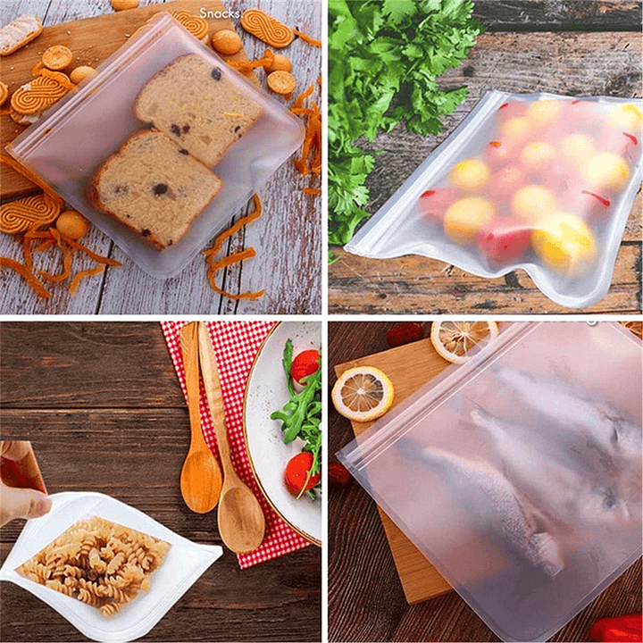 Reusable Translucent Frosted PEVA Food Storage Bag for Sandwich Snack Lunch Fruit Kitchen Storage Container - MRSLM