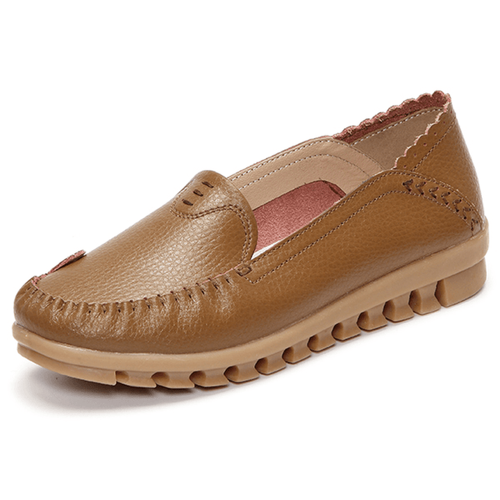 Soft Rubber Sole round Toe Pure Color Slip on Flat Loafers - MRSLM