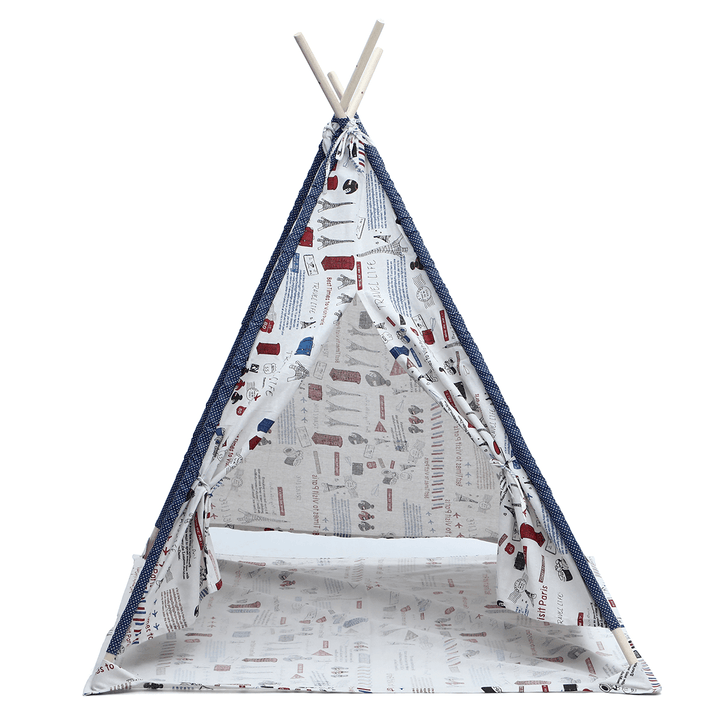 1.6/1.8M Kids Play Tents Cotton Canva Folding Indoor Outdoor Playhouse Triangle Indian Children Baby Game Funny House Wigwam Camping Tent - MRSLM