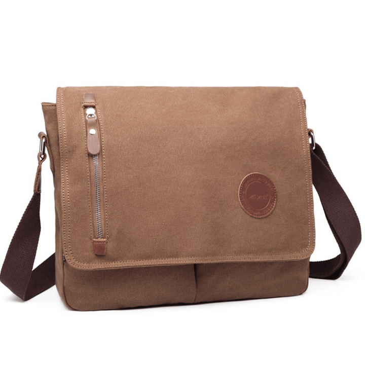 Men Canvas Shoulder Bag Casual Messenger Bag Retro Laptop Bag - MRSLM