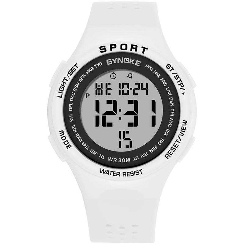 SYNOKE 9616 EL Display Silicone Strap Sport Watch 3ATM Waterproof Alarm Student Digital Watch - MRSLM