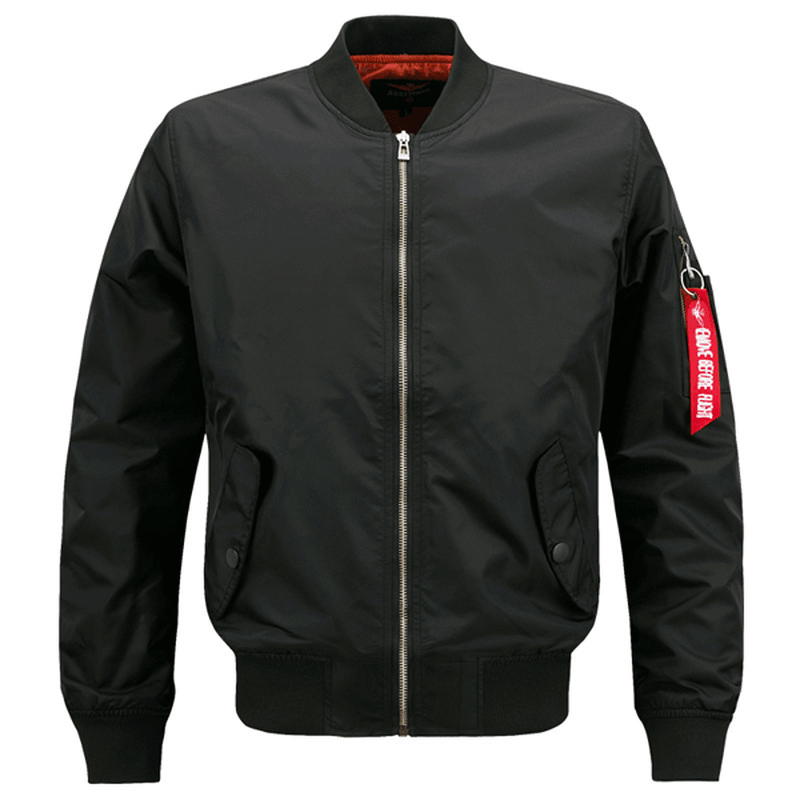 Mens Spring Autumn Flight Jacket Pure Color Bomber Jacket - MRSLM